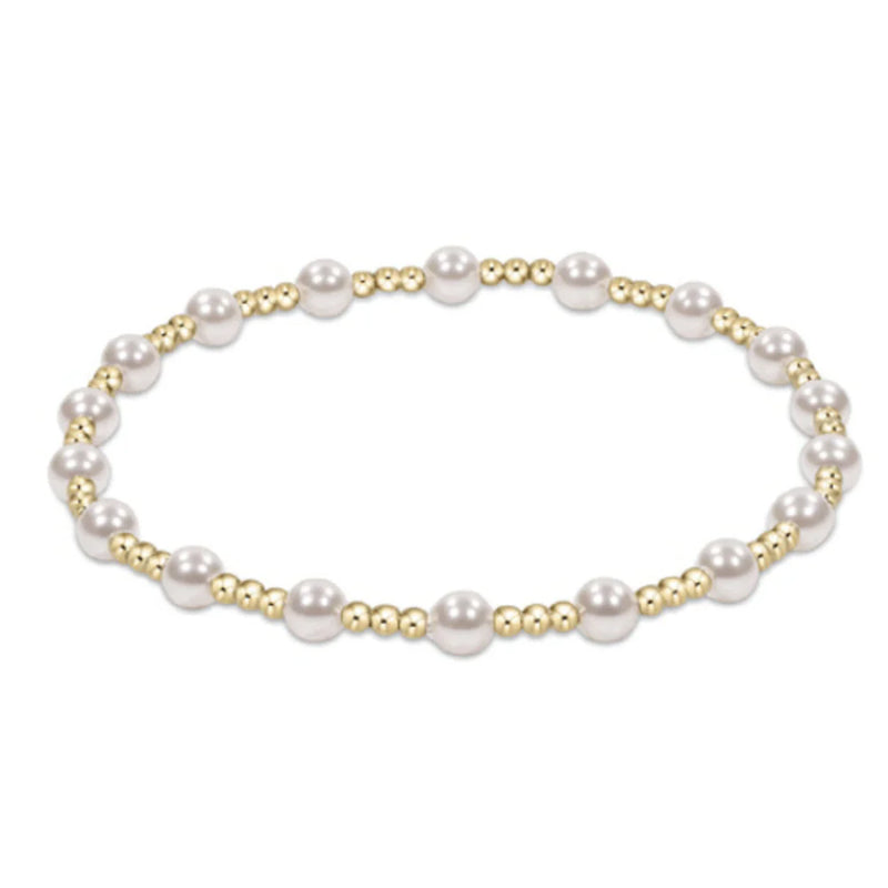 Extends- Classic Sincerity Pattern 4mm Bead Bracelet- Pearl