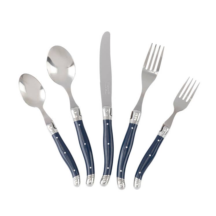 Laguiole 5-Piece Stainless Steel Flatware Set, Navy