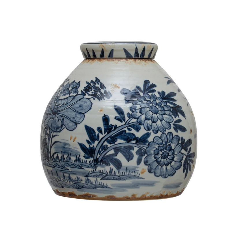 Decorative Stoneware Ginger Jar