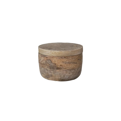 Mango Wood Salt Cellar w/ Lid, Natural