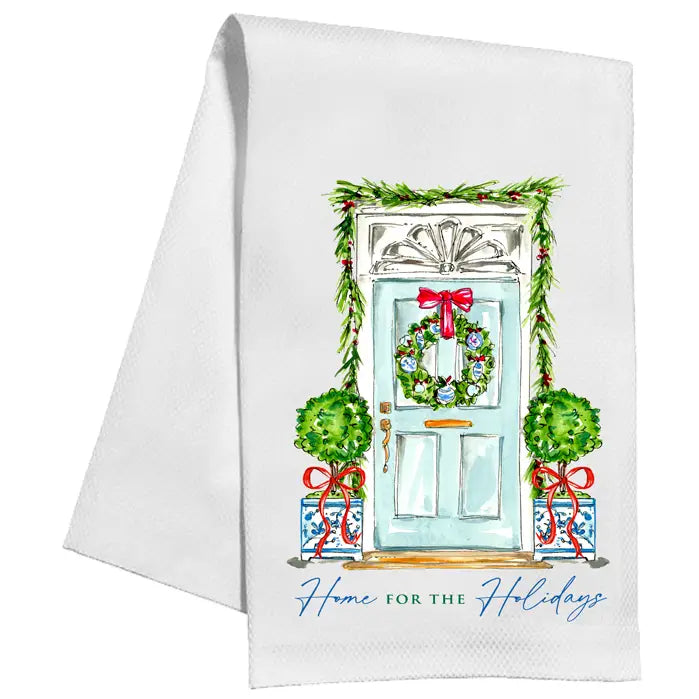 Home For the Holidays Front Door Kitchen Towel