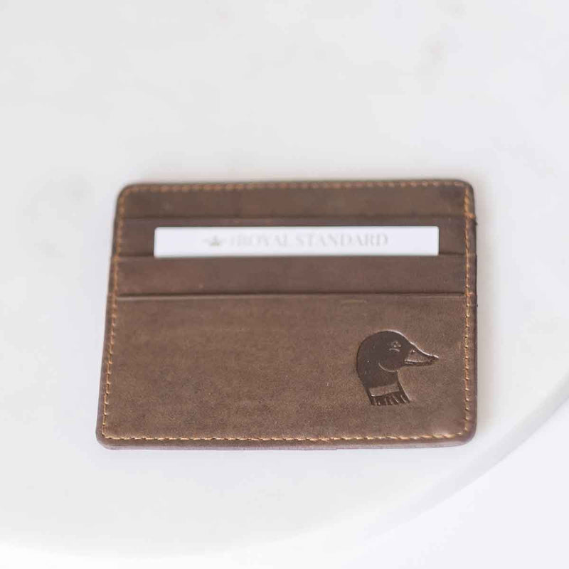 Duck Leather Embossed Slim Wallet- Dark Brown