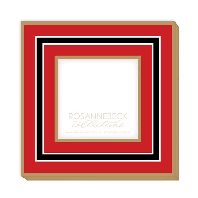 Gold Collegiate Red & Black Border 4x4 Frame