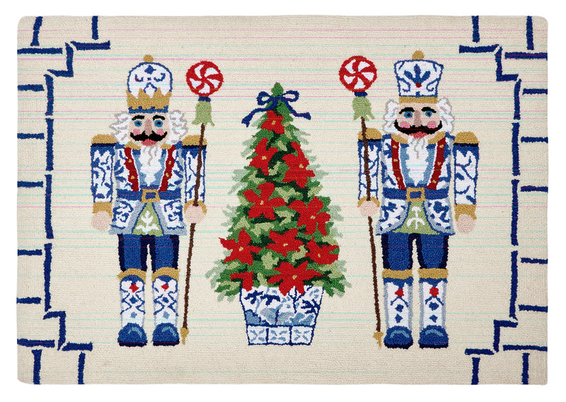 Chinoiserie Nutcrackers Hook Rug, 27x40"