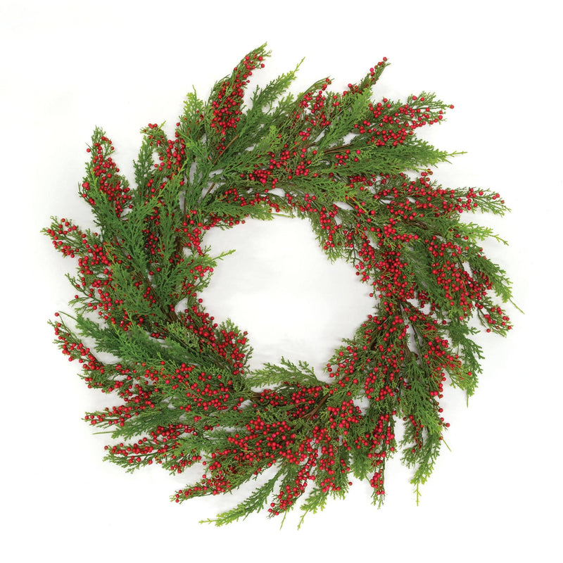 Merry Red Berries & Cedar Wreath, 24"