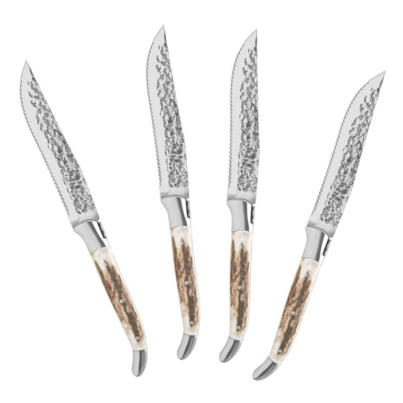 Laguiole Connoisseur Bbq Steak Knives with Deer Horn Handles
