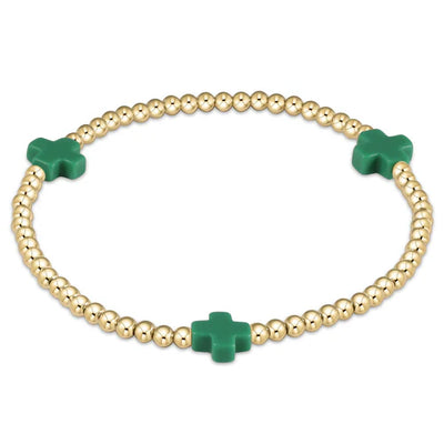 Signature Cross Gold Pattern 3mm Bead Bracelet