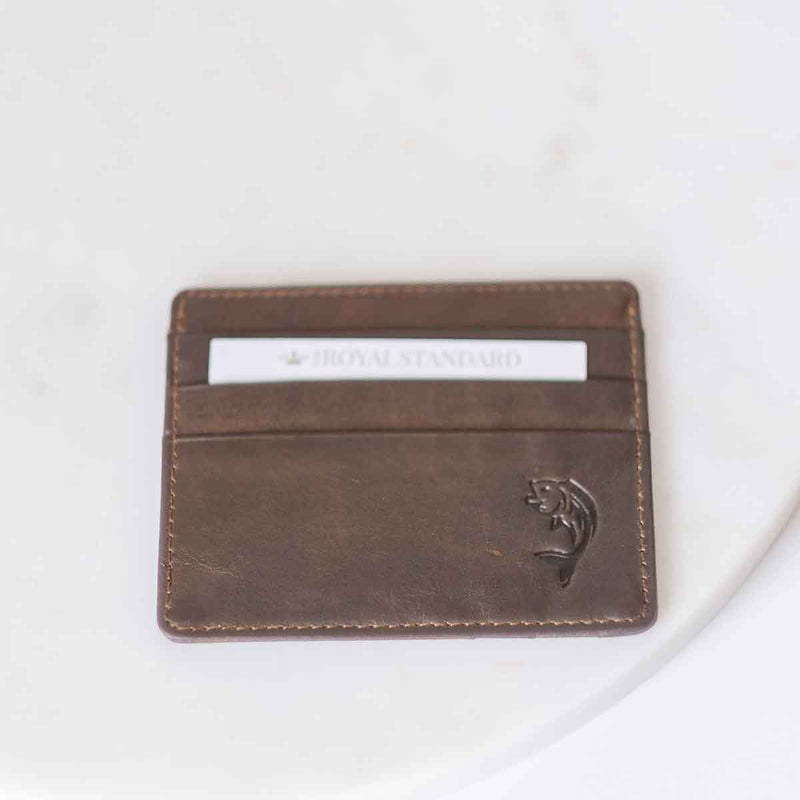 Fish Leather Embossed Slim Wallet- Dark Brown