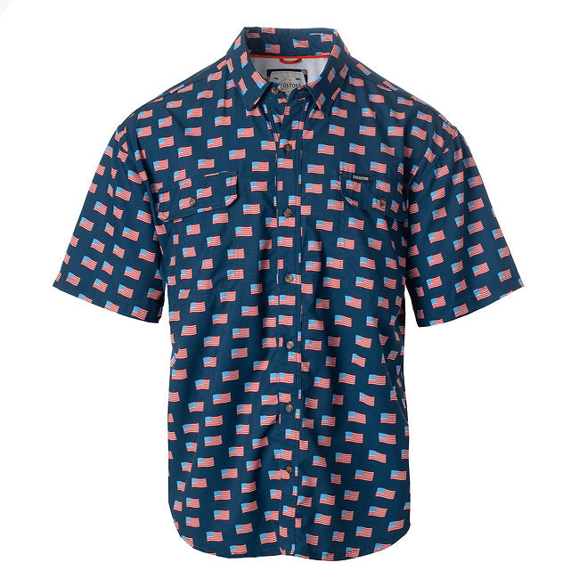 American Flag Button Down- Navy