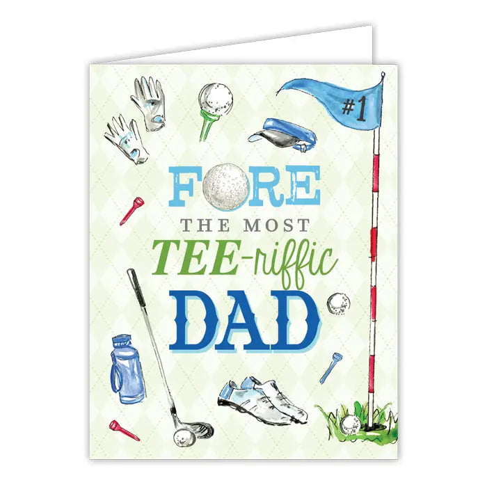 Fore the Most Tee-Riffi Dad Golf Items Greeting Card