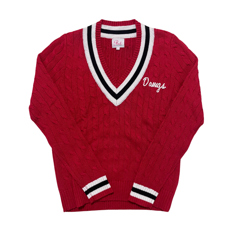 Dawgs Red Cable Knit Sweater