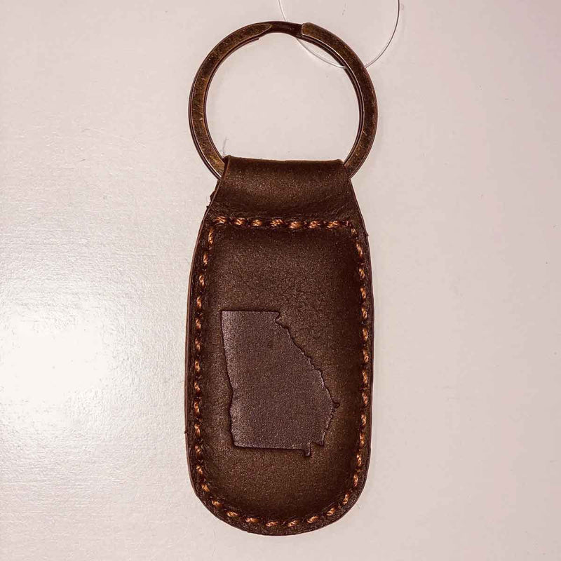 Georgia Leather Embossed Keychain-Dark Brown