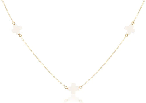 17" Choker Simplicity Chain Gold-Signature Cross Off White
