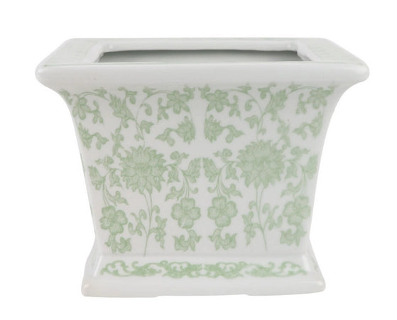 Soft Green Square Floral Container