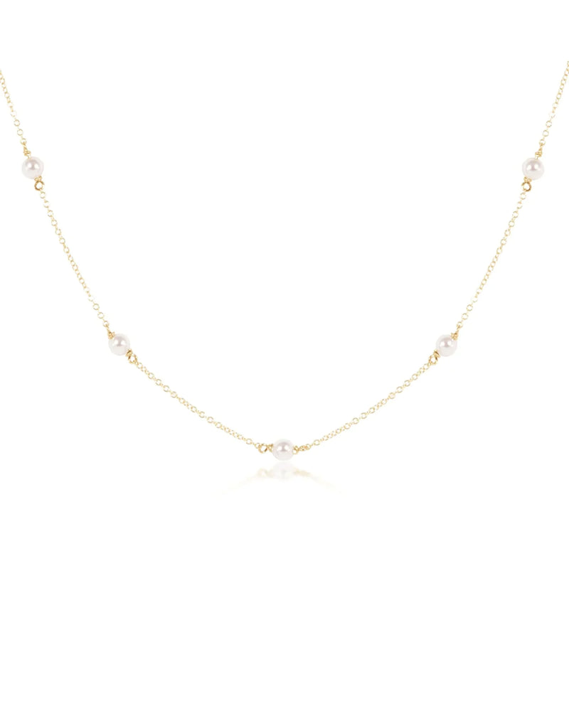 17" Choker Simplicity Chain Gold-4mm Pearl