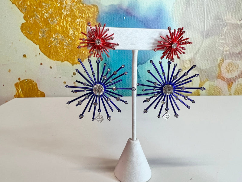 Blue & Red Firework Earrings