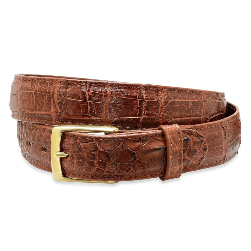Cognac Genuine Alligator Belt - Size 40