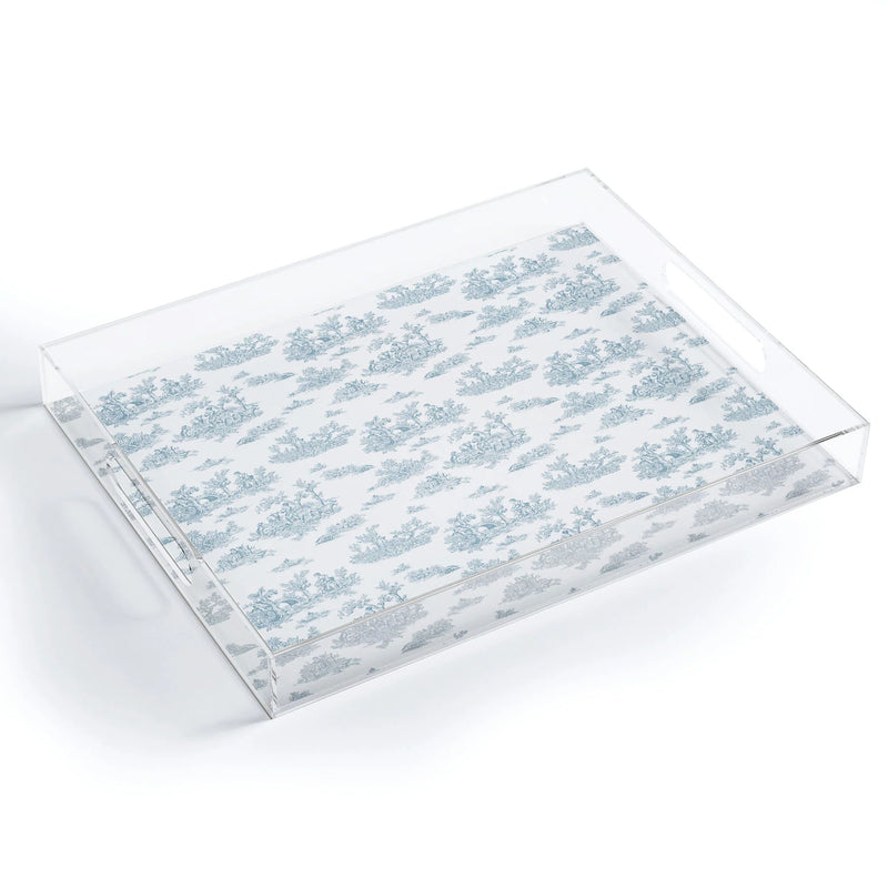 Toile De Jouy Duck Egg Blue Acrylic Tray