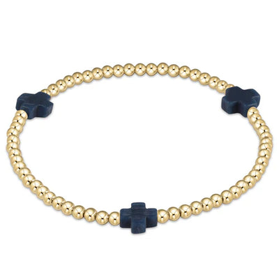 EXTENDS Signature Cross Gold Pattern 3mm Bead Bracelet