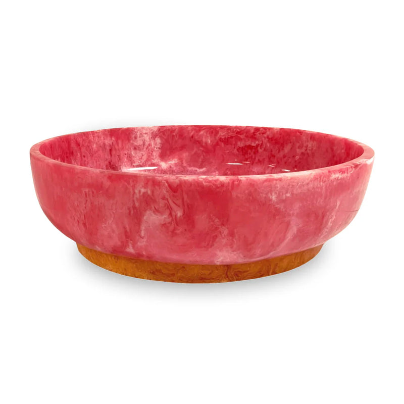 Resin Rio Large Oval Bowl with Base- Pink/Orange