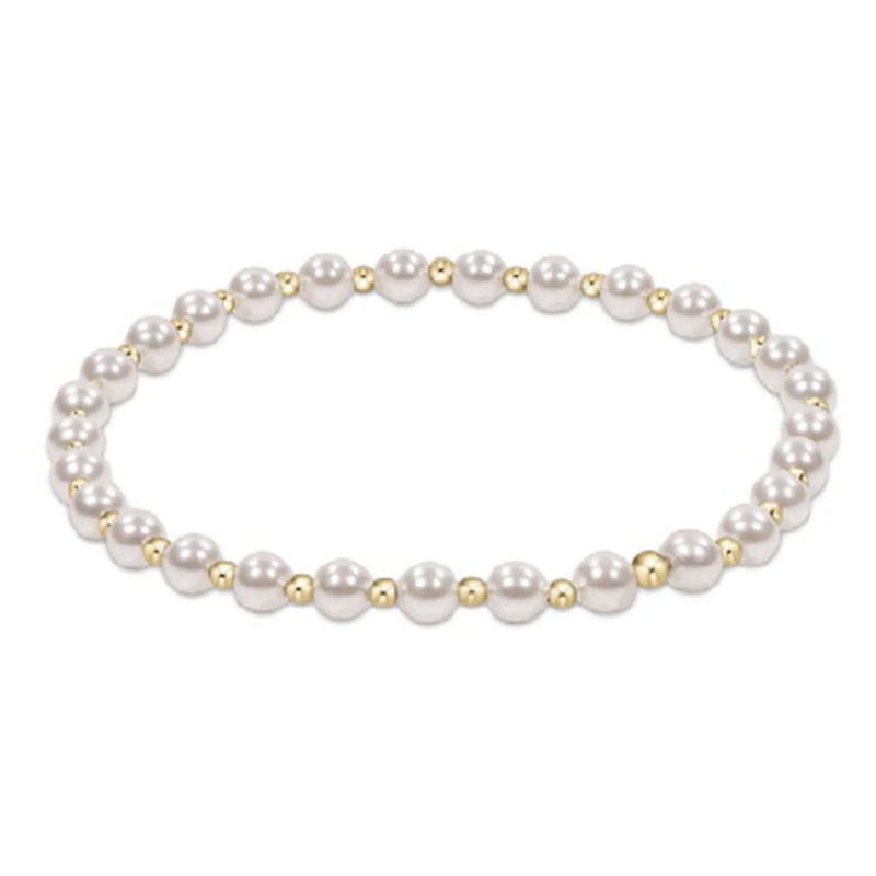 EXTENDS Classic Grateful Pattern 4mm Bead Bracelet- Pearl