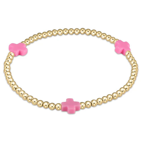 EXTENDS Signature Cross Gold Pattern 3mm Bead Bracelet