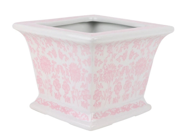 Soft Pink Square Floral Container