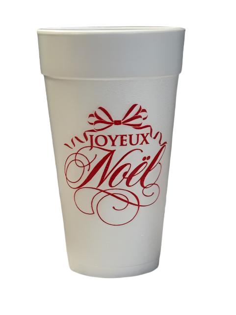 Red Joyeux Noel Styrofoam Cups