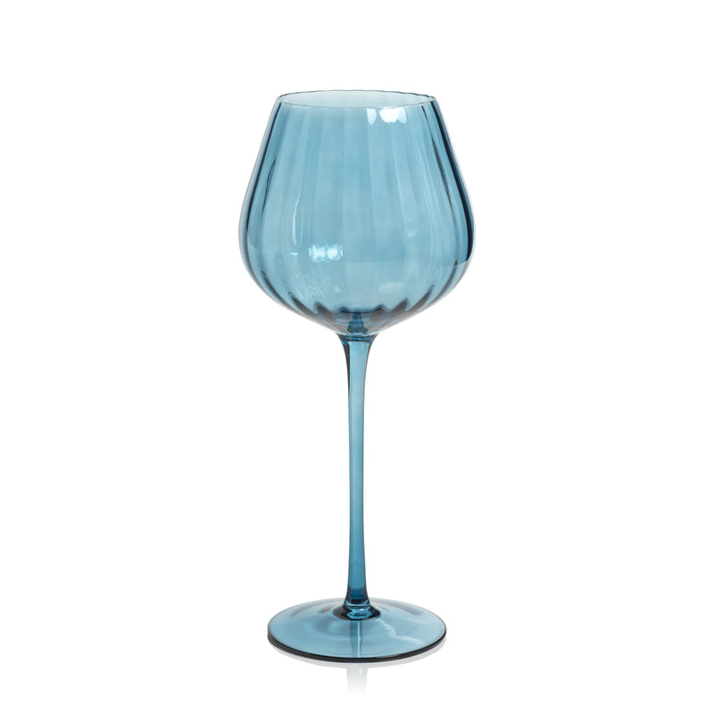 Madeleine Optic Glassware - Blue Azure, Red Wine Glass