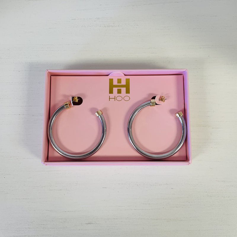 Hoops- Silver with Gold Caps
