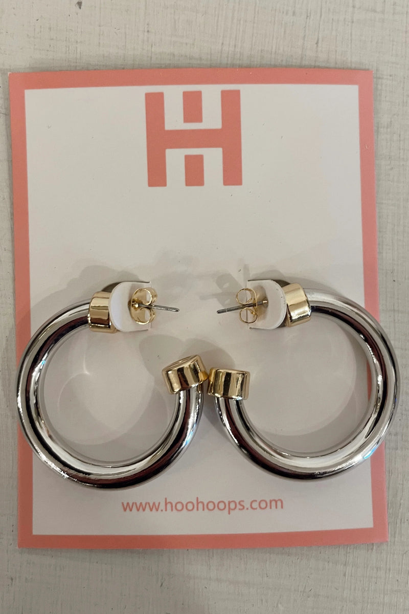 Mini Hoops- Silver with Gold Caps
