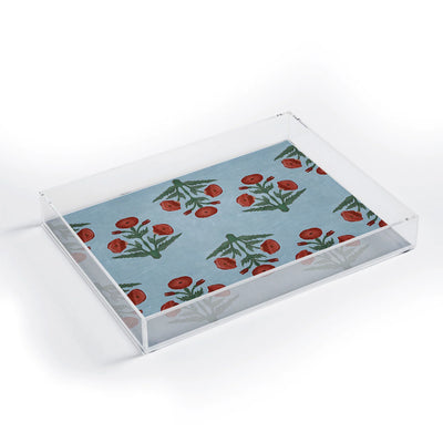 Pastel Mughal Poppies Pattern Acrylic Tray