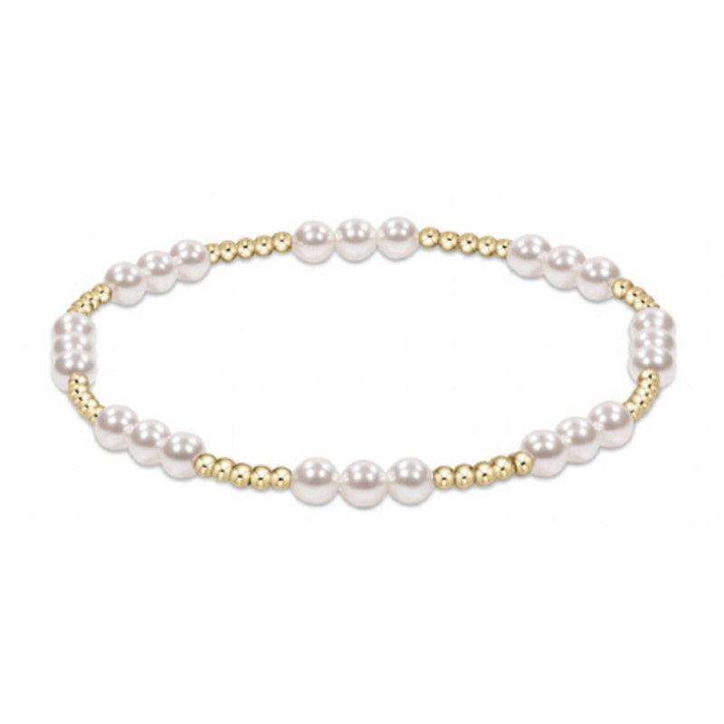 Extends- Classic Joy Pattern 4mm Bead Bracelet- Pearl