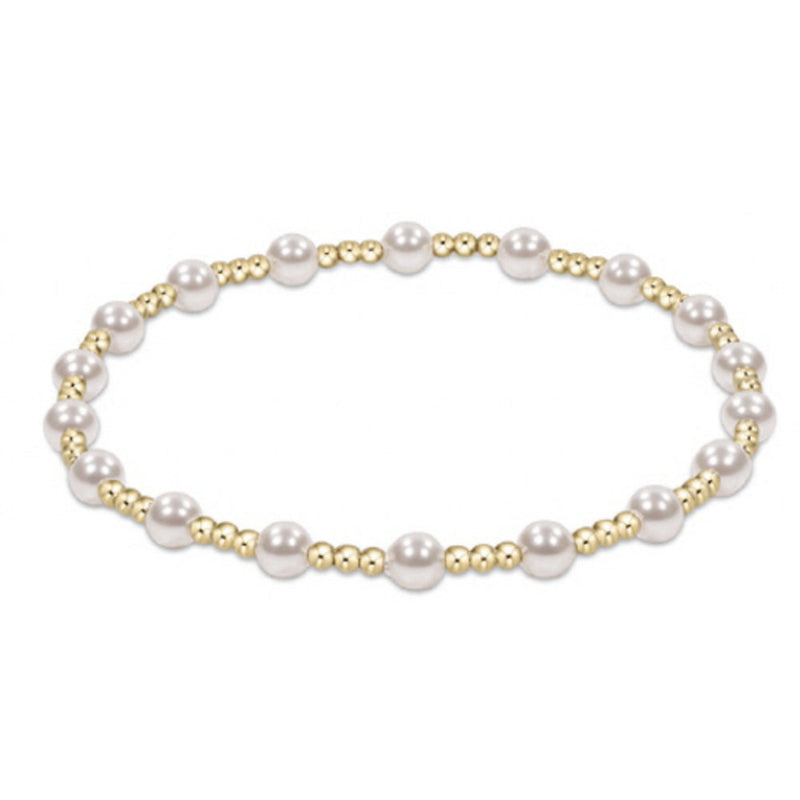 Classic Sincerity Pattern 4mm Bead Bracelet- Pearl