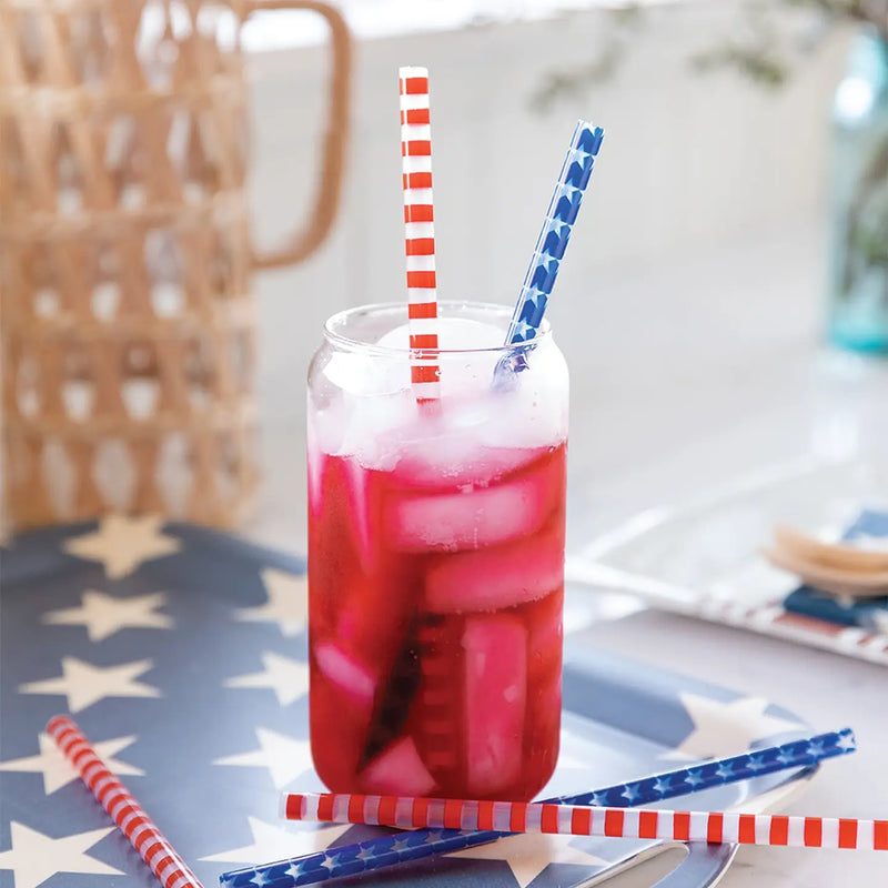 Red Stripe/Blue Star Reusable Straws