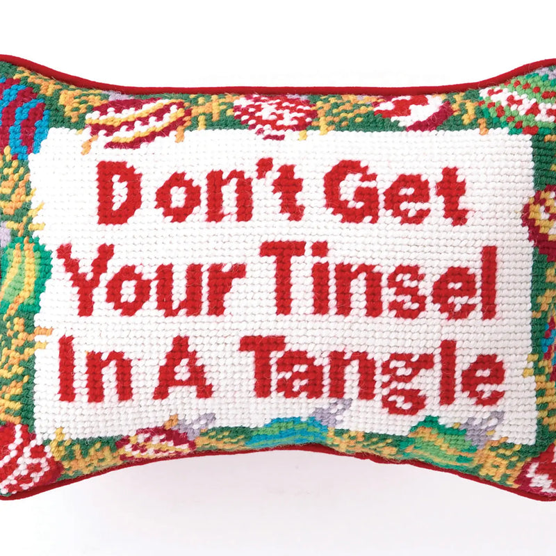 Tinsel In A Tangle Needlepoint Pillow