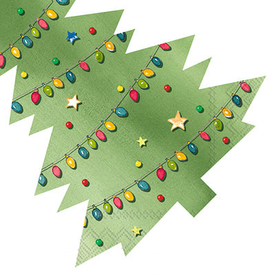 Tree Lights Shaped Lunch Napkin-Green