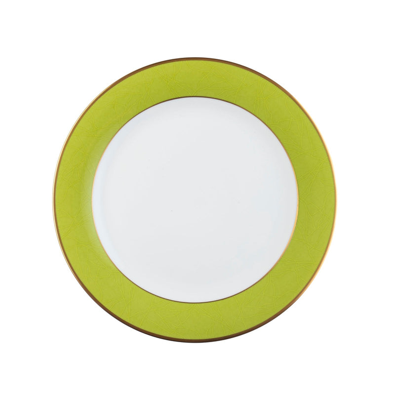 ColorSheen Apple Green & Gold Salad Plate, Ultra-White