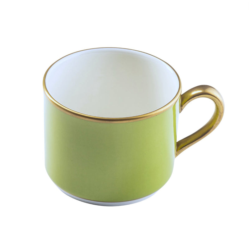 ColorSheen Apple Green & Gold Teacup, Ultra-White