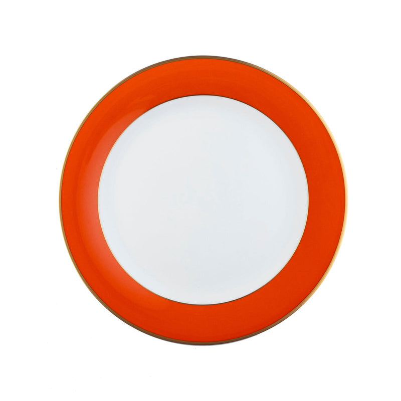 ColorSheen Orange & Gold Salad Plate, Ultra-White