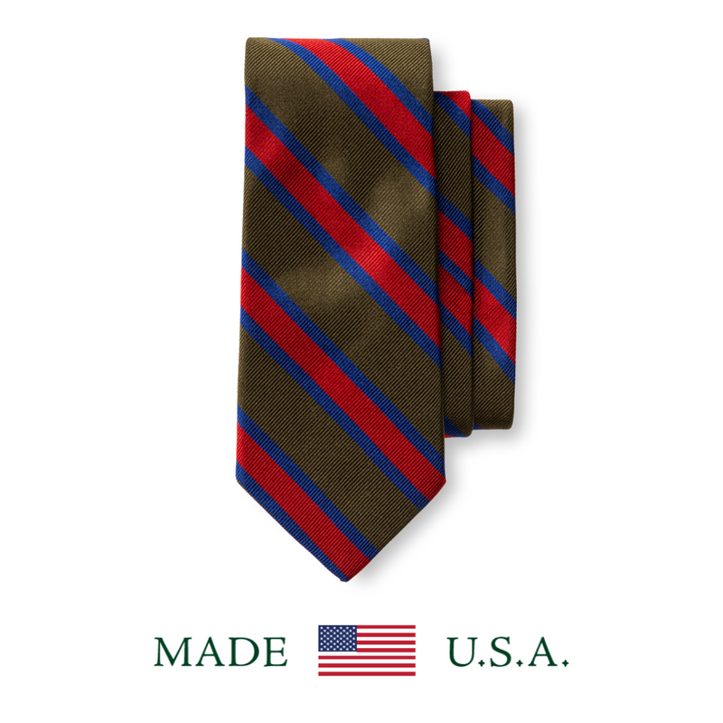 Silk Stripe Tie - Olive