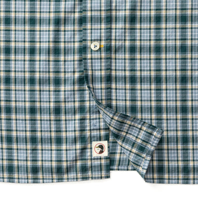 Long Sleeve Cotton Twill Sport Shirt - Lanier Plaid Emerald Green