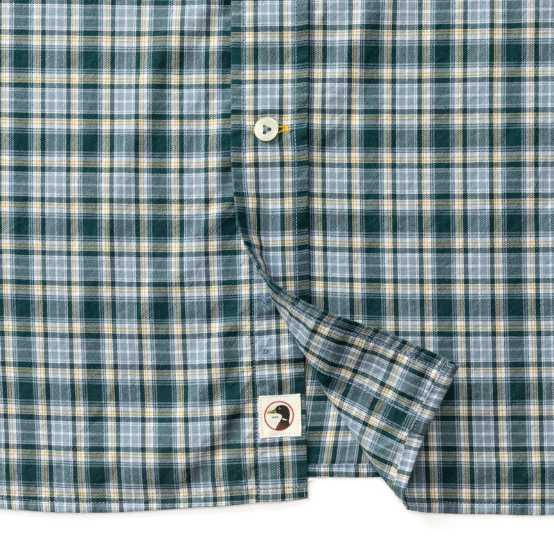 Long Sleeve Cotton Twill Sport Shirt - Lanier Plaid Emerald Green