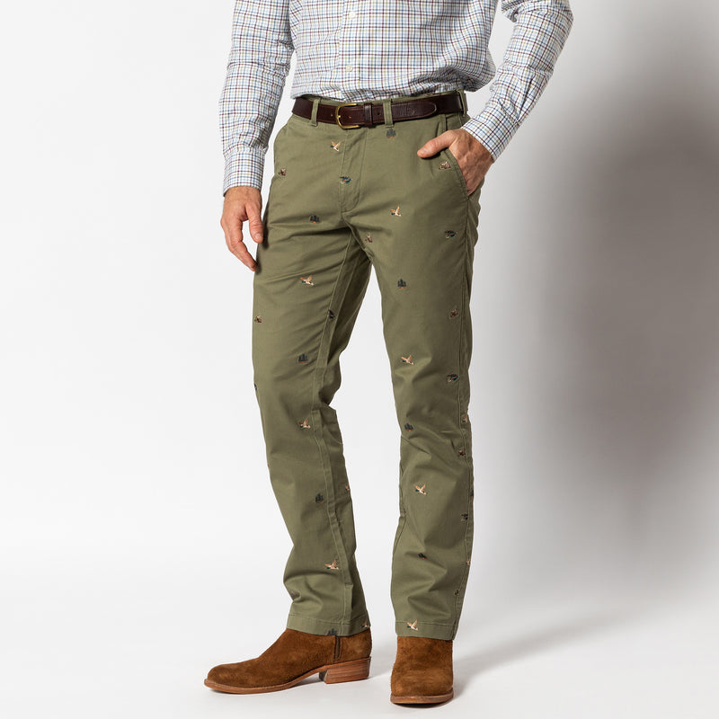 Embroidered Classic Fit Gold School Chino