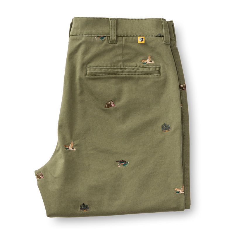 Embroidered Classic Fit Gold School Chino