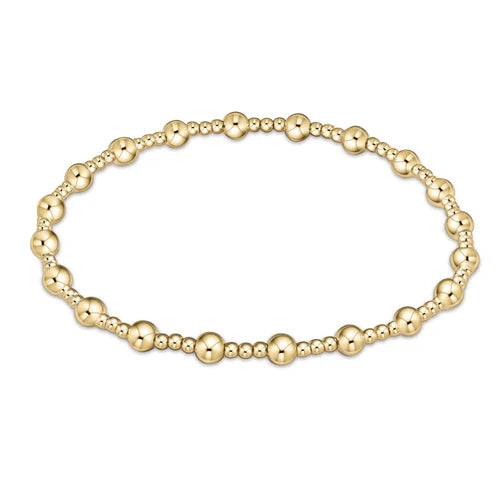 EXTENDS- Classic Sincerity Pattern 4mm Bead Bracelet- Gold