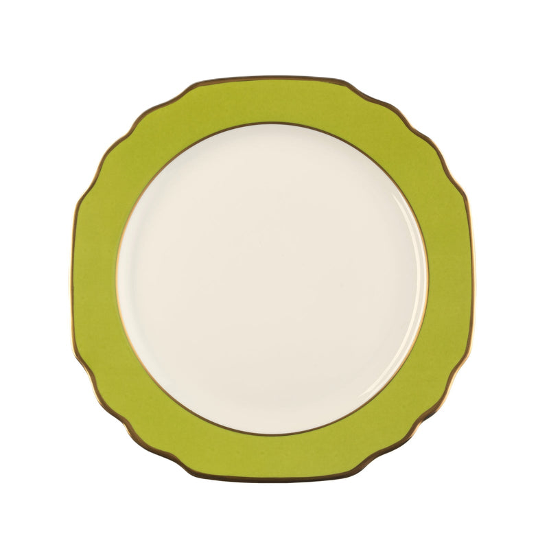 Abbylane Kimbrell, Georgian ColorSheen Apple Green & Gold Salad Plate, White