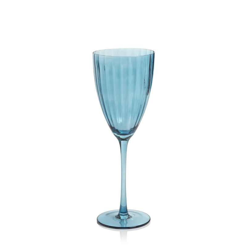Madeleine Optic Glassware - Blue Azure, White Wine Glass
