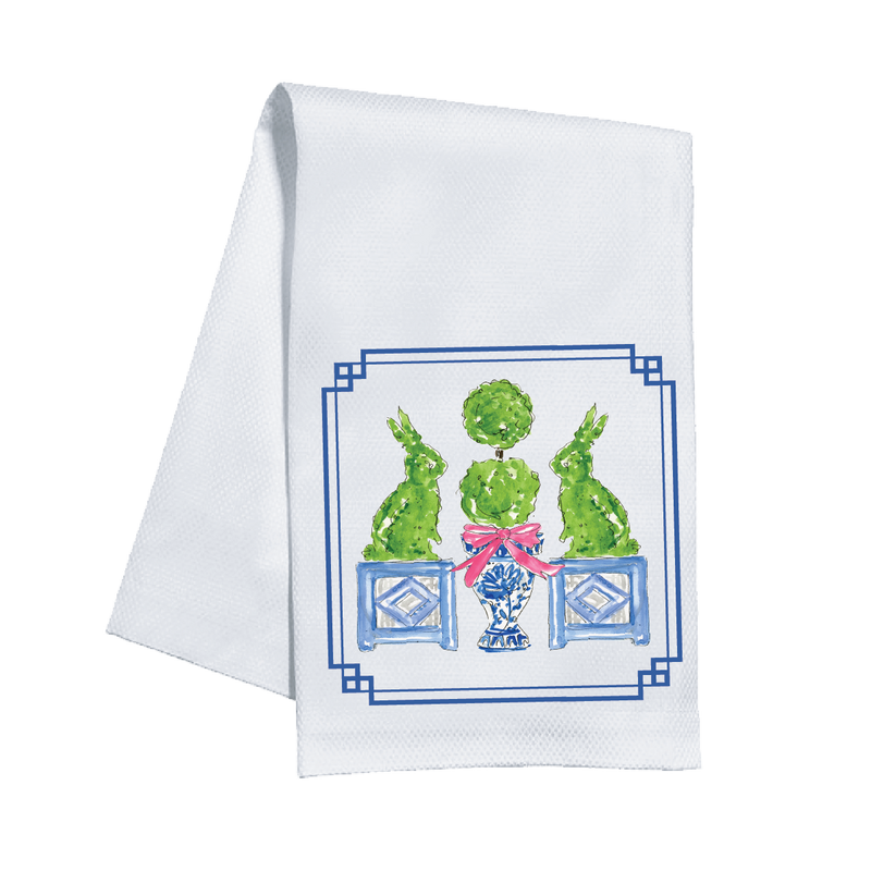 Bunny Topiaries Kitchen Towel