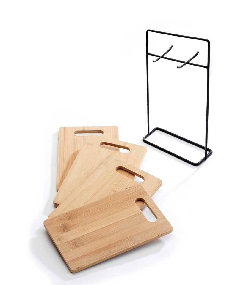 Cutting Boards w/Stand, 5 Pieces